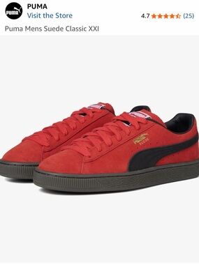Puma Red Suede Sneakers with Black Accent